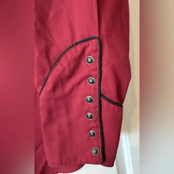 Vintage Scully men’s Large long sleeve snap up red & black Western dragon shirt - Picture 6 of 6